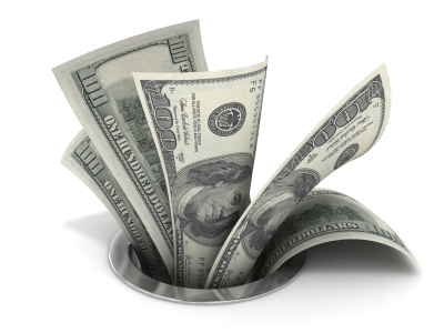 Money washed away Money down the drain