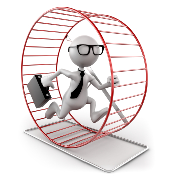 Businessman in Rat Race Bank On Yourself gets you off of the debt exercise wheel